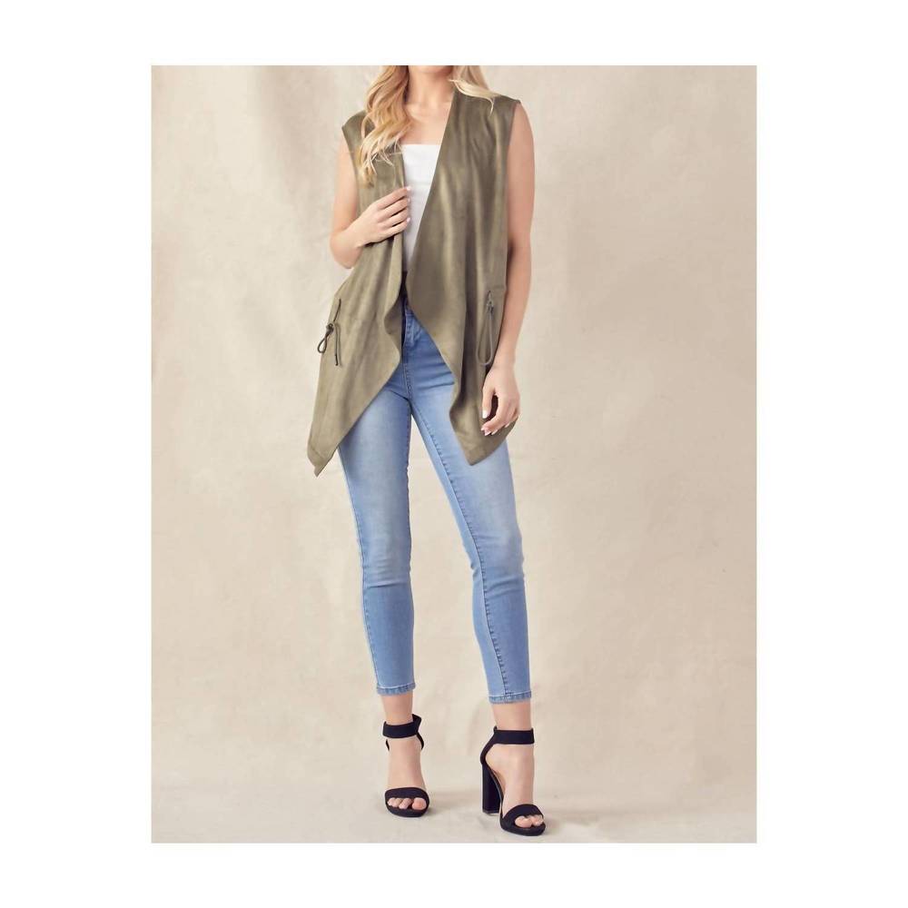NEW JOH anna suede vest in olive